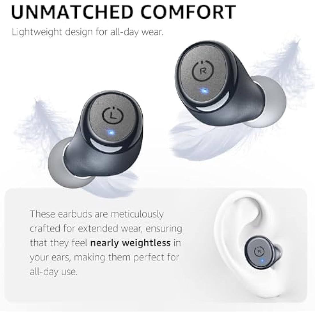 TOZO T10 Wireless Earbuds Bluetooth 5.3 Headphones, App Customize EQ, Ergonomic Design, 55H Playtime, Wireless Charging Case, IPX8 Waterproof Powerful Sound in-Ear Headset Blue(New Upgraded)