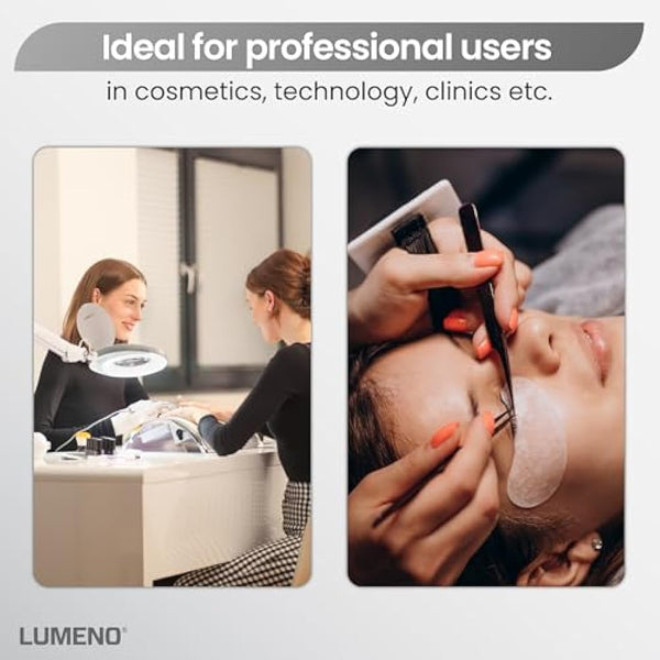 Lumeno 7213SW LED Magnifying lamp, 127 mm Glass Lens, 950 Lumen, 3 diopters, Workstation & Cosmetic lamp, for Beauty Salon, hobbyist, as Reading aid, Magnifying Glass with Table clamp