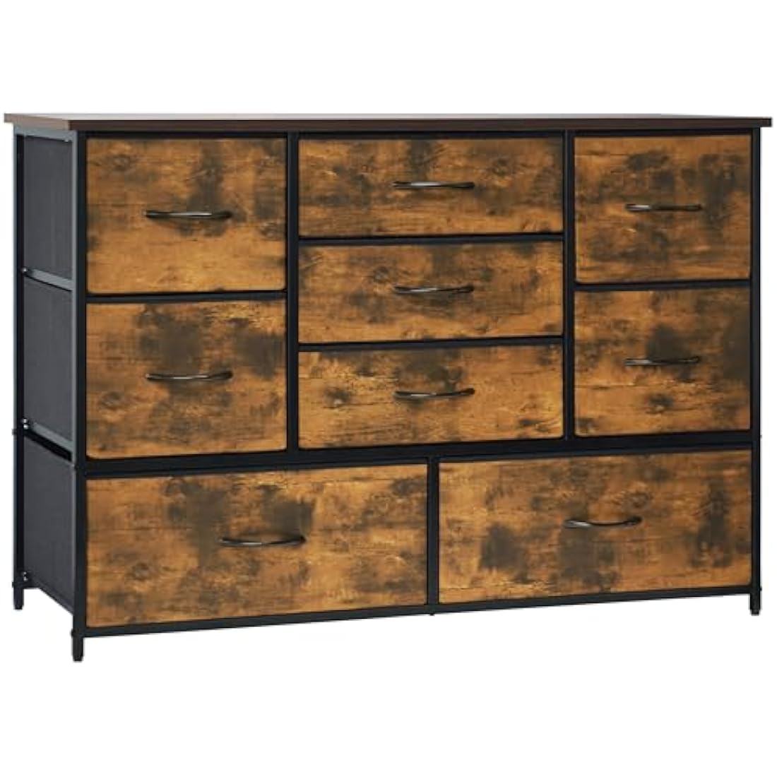 LYNCOHOME Chest of Drawers for Bedroom, 9 Drawer Fabric Dresser Storage Organizer, Wide Dresser TV Stand for Bedroom, Living Room, Entryway, Nursery