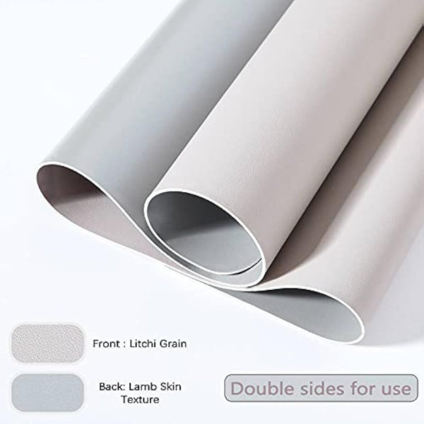 Desk Pad Large, Desk Mat, Extended Mouse Mat, Mouse Pad XL, Desk Blotter, DOBAOJIA Laptop Pad Writing Pad for Office/Home, Dual-Side Use PU Leather Waterproof 31.5" X 15.7" (Light Gray/Silver)