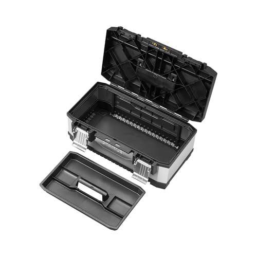 STANLEY Galvanised Toolbox Chest with Heavy Duty Metal Hinge, Portable Tote Tray for Tools and Small Parts, 26 inch, 1-95-620