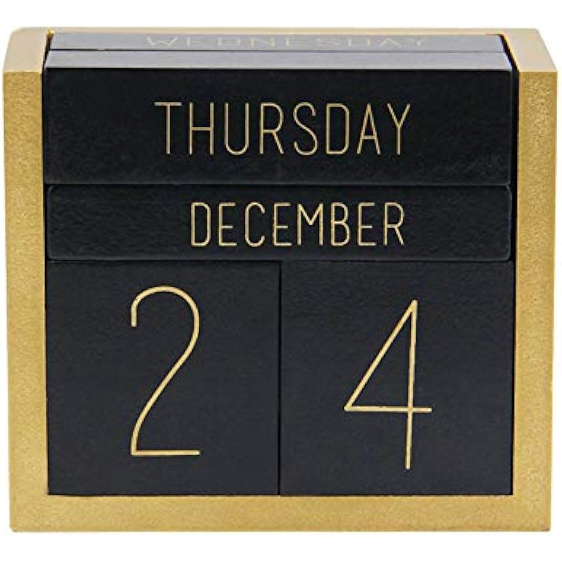 Juegoal Wooden Perpetual Calendar, Wooden Block Daily Calendar Office Desk Accessories (Black)