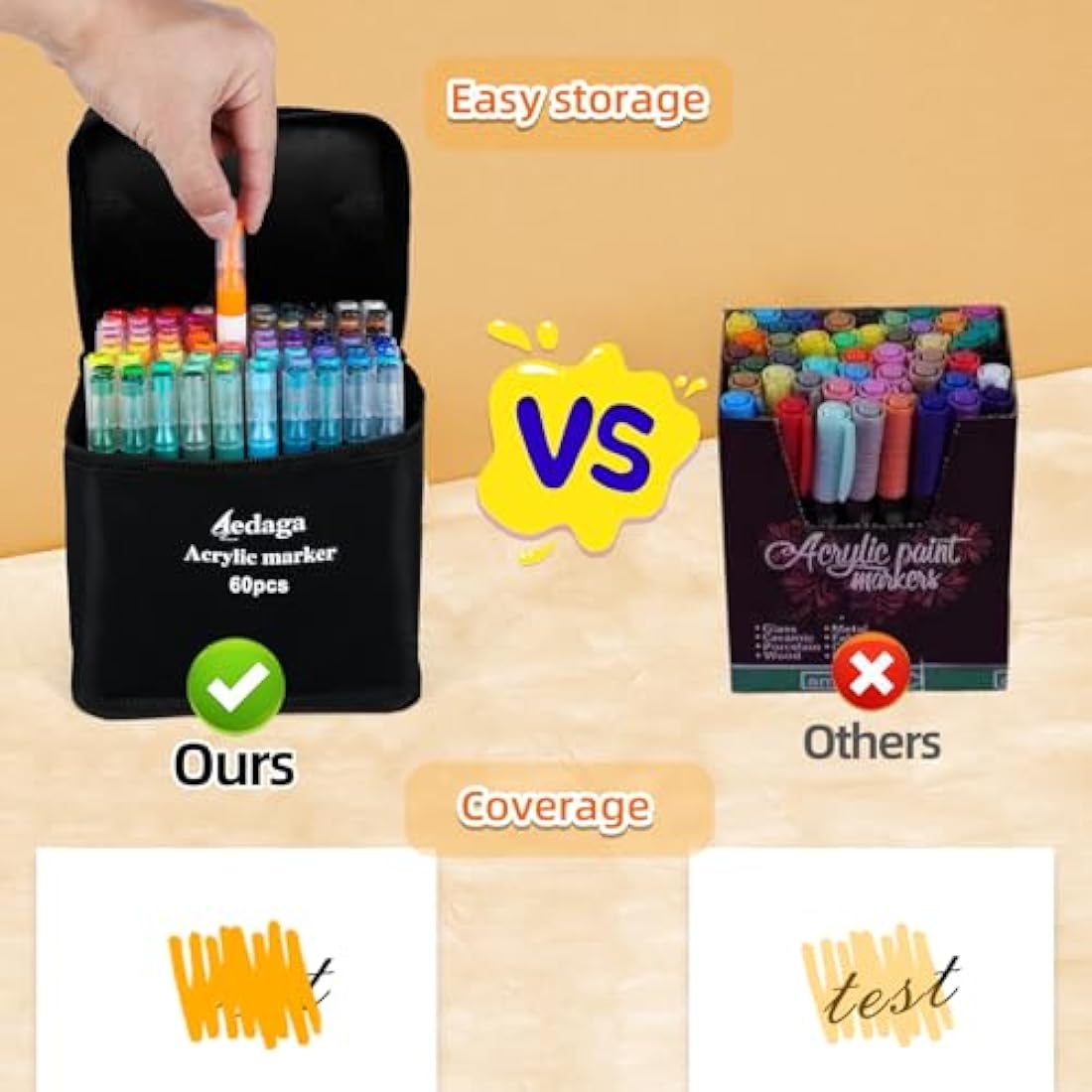 60 Colours Numbered Acrylic Paint Pens with Free App, Dual Tip Acrylic Paint Markers with Brush Tip and Fine Tip for Adults, Kids, Eggs, Wood, Rock, Canvas, Plastic, Stone, Glass, Ceramic