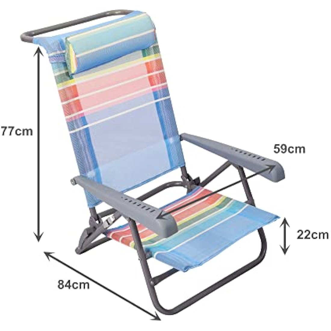 Homecall Beach Folding chair with rainbow textilene 7 position adjustable