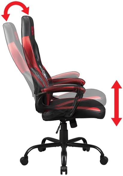 Subsonic AC/DC Gaming chair or office chair, AC DC pop gaming chair for teenager or adult, comfortable rocking seat, integrated headrest and armrests, ergonomic, adjustable backrest Black