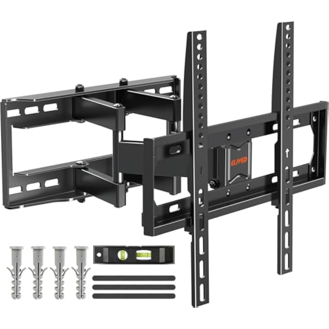 ELIVED TV Wall Bracket Tilt and Swivel TV Mount for Most 26"-65" LCD, LED, OLED Flat/Curved TVs with Max. VESA 400x400mm up to 40KG, Full Motion Wall Mount with Strong Double Arms, EV010