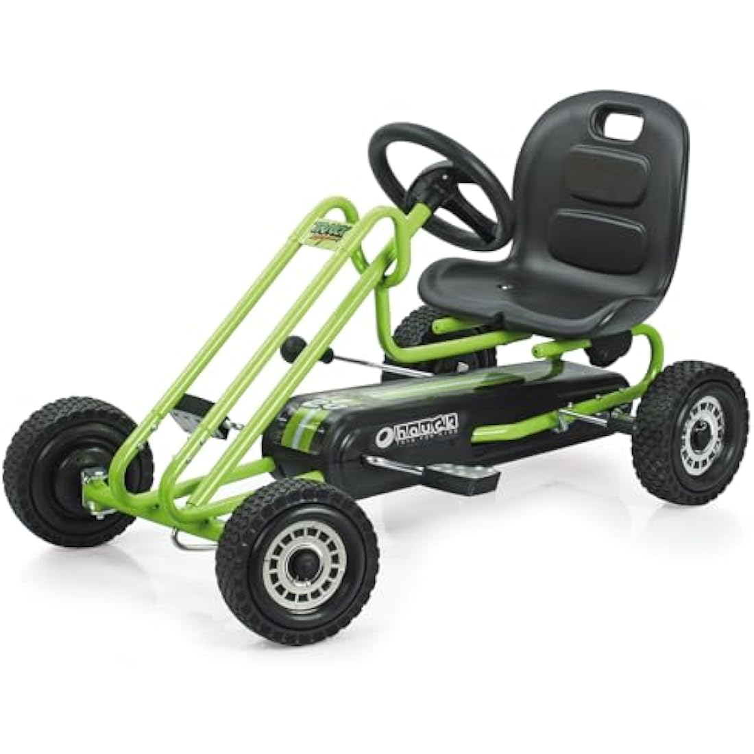 hauck Lightning, Green - Go Kart for Kids Age 4 to 8 up to 50 kg, Girls & Boy Ride-On Race Car with Rubber Tyres, Adjustable Seat, Handbrake, Sturdy Steel Frame