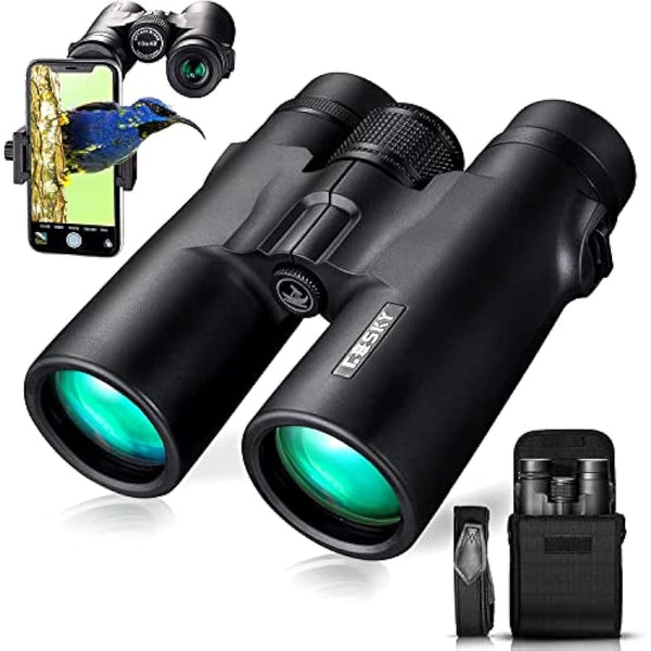 Gosky 10x42 Roof Prism Binoculars for Adults, HD Professional Binoculars for Bird Watching Travel Stargazing Hunting Concerts Sports-BAK4 Prism FMC Lens-with Phone Mount Strap Carrying Bag