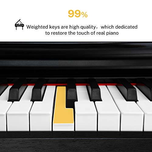 Donner Digital Piano 88 Key Weighted DDP-100 88-Key Weighted Action Digital Piano, Beginner keyboard piano Bundle with Furniture Stand, Power Adapter, White