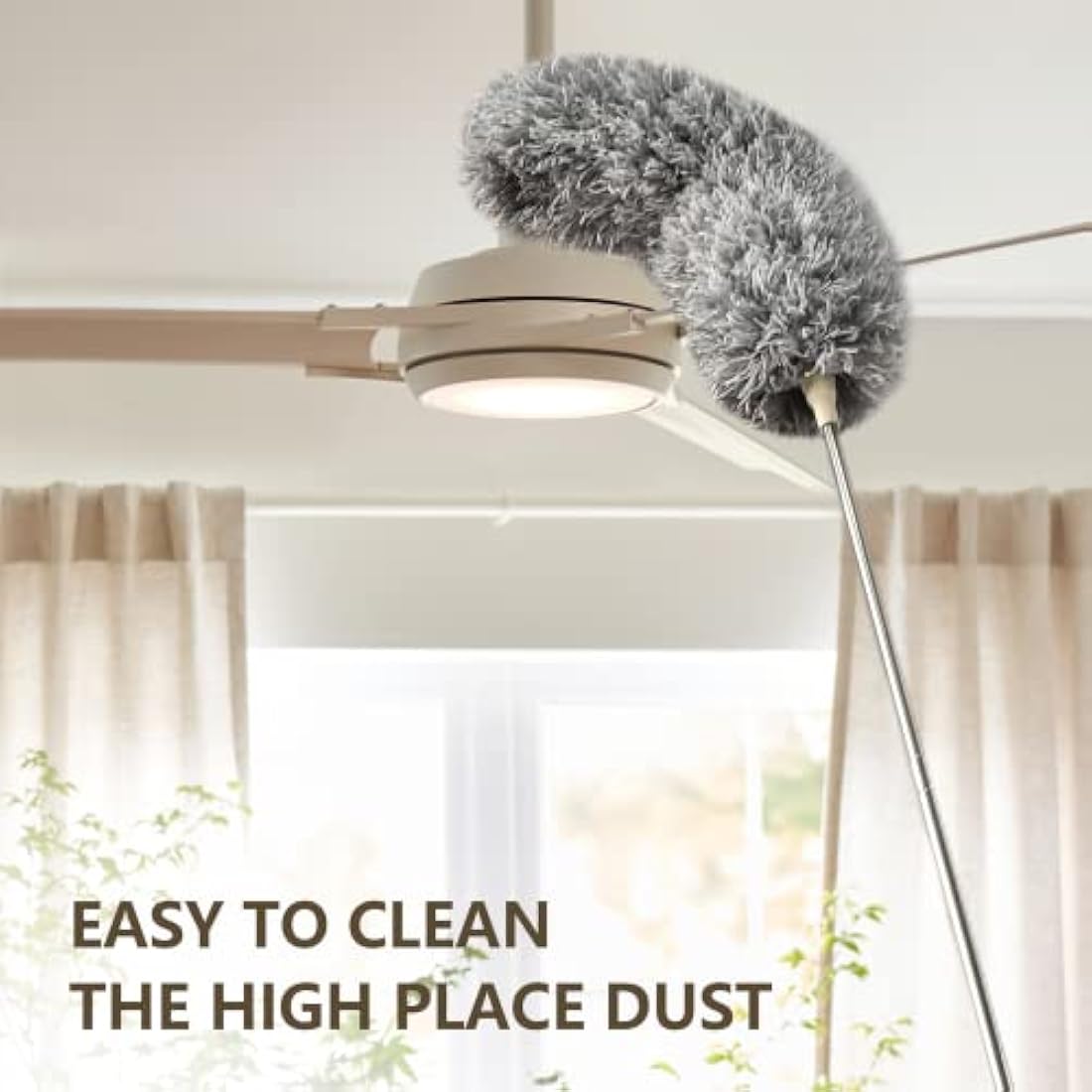 ENJSD Extendable Feather Duster,Microfiber Duster with Extra Long 100in Stainless Steel Telescopic Dusters with Scratch Resistant Cover,Perfect for Cleaning Cobweb,Ceiling Fan,Cars etc.(Grey)