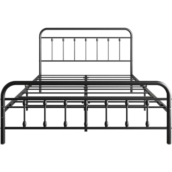 DUMEE King Size Bed Frame with Headboard and Footboard/Under Bed Storage, Metal Bed Frames King Size Mattress Base No Box Spring Needed, Enhanced Support Noise Free, Black