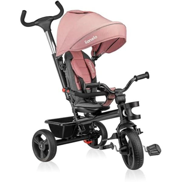 LIONELO Haari 2in1 Kids Tricycle Stroller for toddlers 1-5 Years Up to 25kg Parent steering control Swivel seat Three wheeler Bike Harness Canopy Basket Cup Holder Robust frame Durable wheels