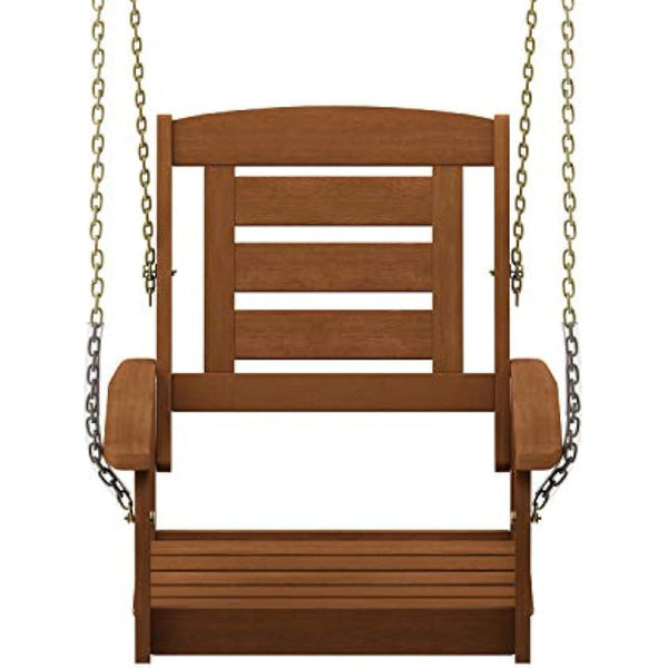 Furinno Tioman Hardwood Single Hanging Porch Swing with Chain, Natural