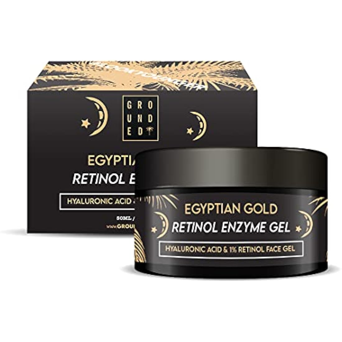 Retinol, Hyaluronic Acid, Aloe Vera & Marine Collagen Enzyme Face Gel. Target Fine Lines & Wrinkles, Made in the UK by Grounded Body