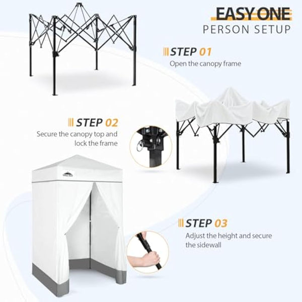 EAGLE PEAK Flex Ultra Compact 1.2m x 1.2m Pop-up Changing Room Canopy, Portable Privacy Cabana for Pool, Fashion Photoshoots, or Camping, White