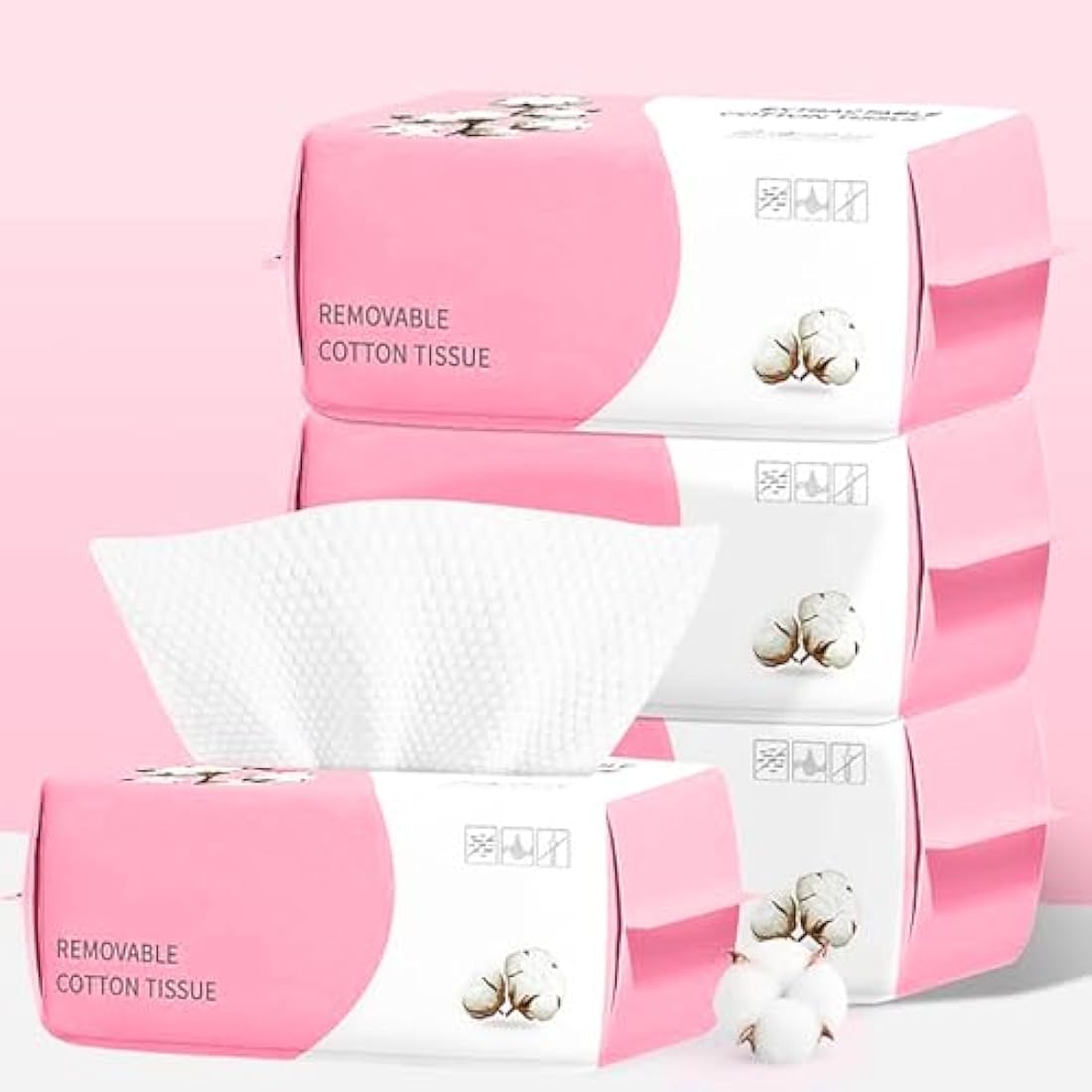 Disposable Face Towel 100 Count for Washing Soft Cotton Dry Wipes Facial Cloths Towelettes for Washing and Drying, Facial Tissue for Cleansing, Skincare and Makeup Remover (4 Pack-400 Count)