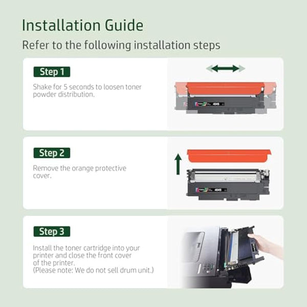 4 Pack CLT-404S CLT-P404C CLT-K404S for Samsung Xpress SL-C430 C430W C432 C433 C432W C433W C480 C480W C480FW C480FN C482 C482 C482W C483W C482FW C483FW C48X C43X 404S 404C Toner Cartridge(B/C/M/Y)