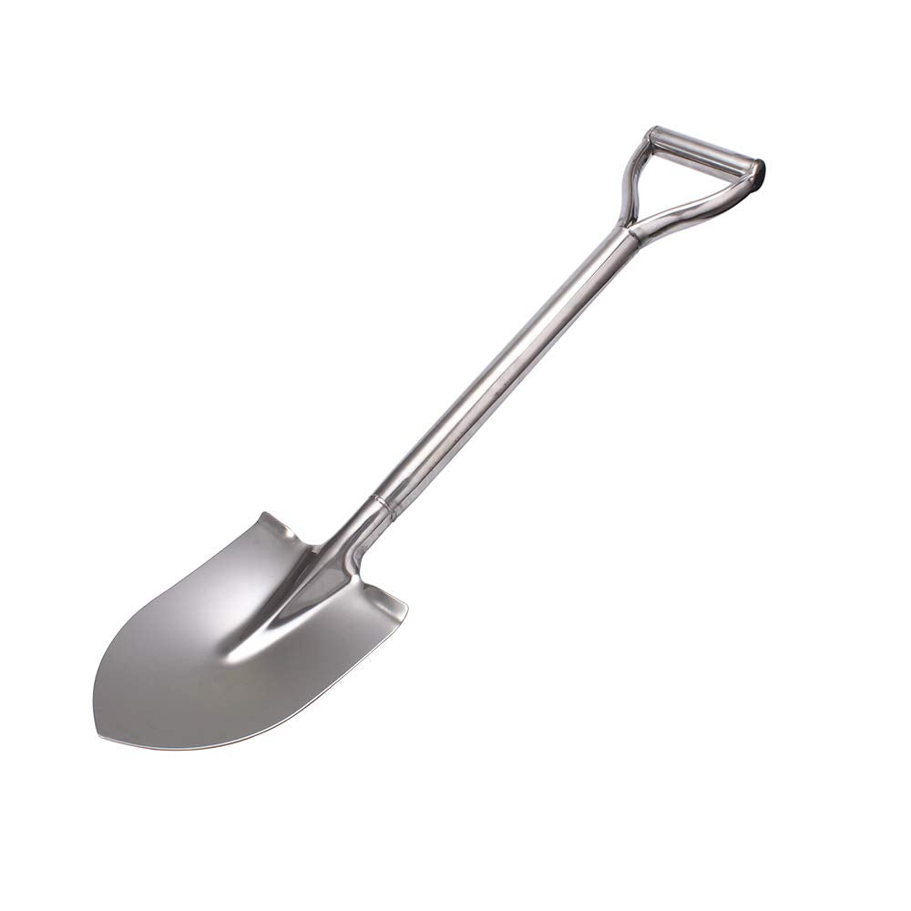 LUBAN Stainless Steel Shovel Length:80 Round Metal Shovel with D Handle Stainless Steel Spade Shovel Pointed Blade Gardening Camping Transplant