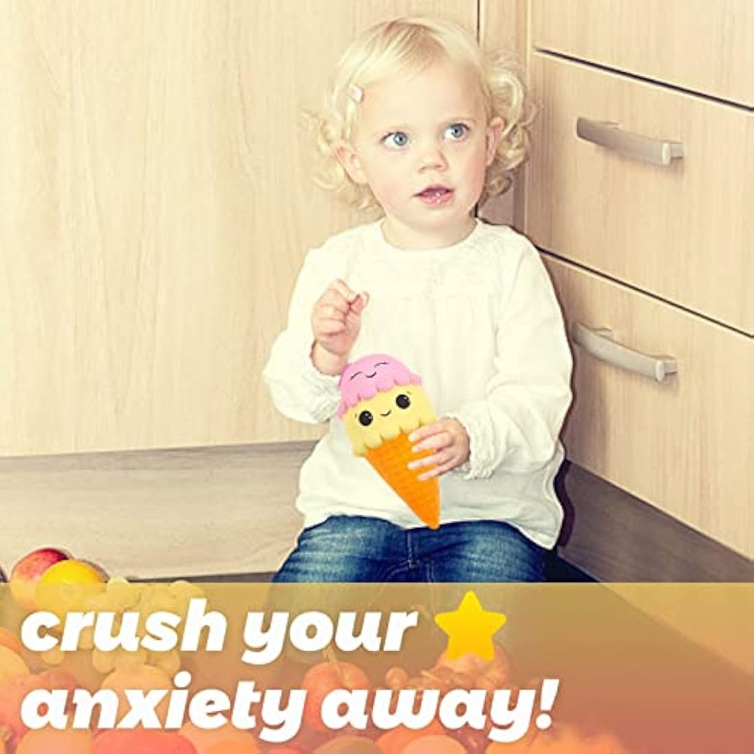 Anboor Ice Cream Jumbo Squishy Slow Rising Kawaii Smiley Squishy Decompression Toy Prime 1 Pcs 12.5 x 10.5 x 21.5 cm