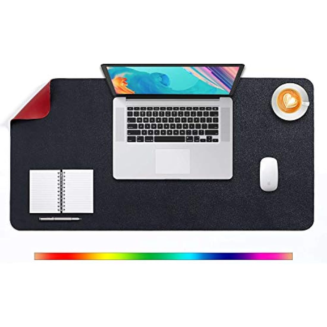 Desk Pad Large, Desk Mat, Extended Mouse Mat, Mouse Pad XL, Desk Blotter, DOBAOJIA Laptop Pad Writing Pad for Office/Home, Dual-Side Use PU Leather Waterproof 31.5" X 15.7" (Black/Red)