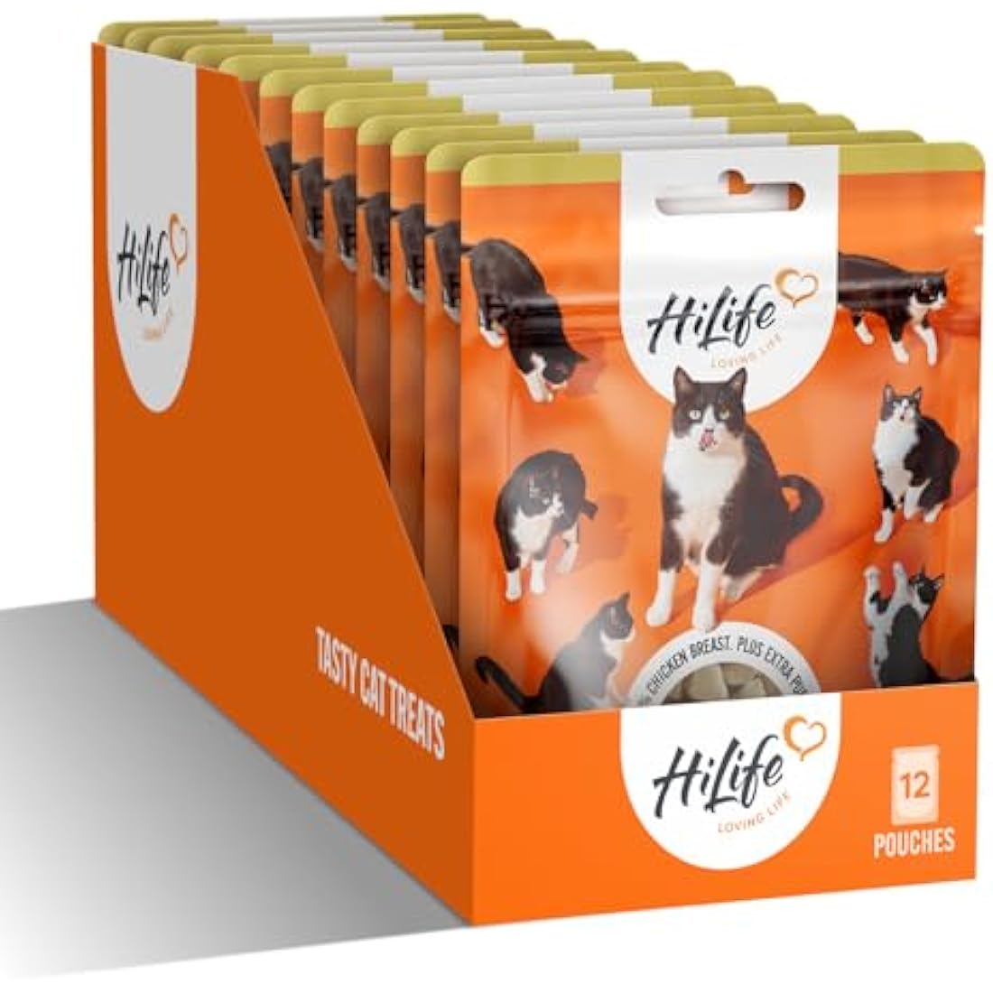 HiLife Chicken Breast Cat Treats, Freeze Dried & Grain Free Chicken Treats for Adult Cats, Made With 100% Natural Ingredients, Suitable for Indoor & Outdoor Cats (12 Bags x 10g)