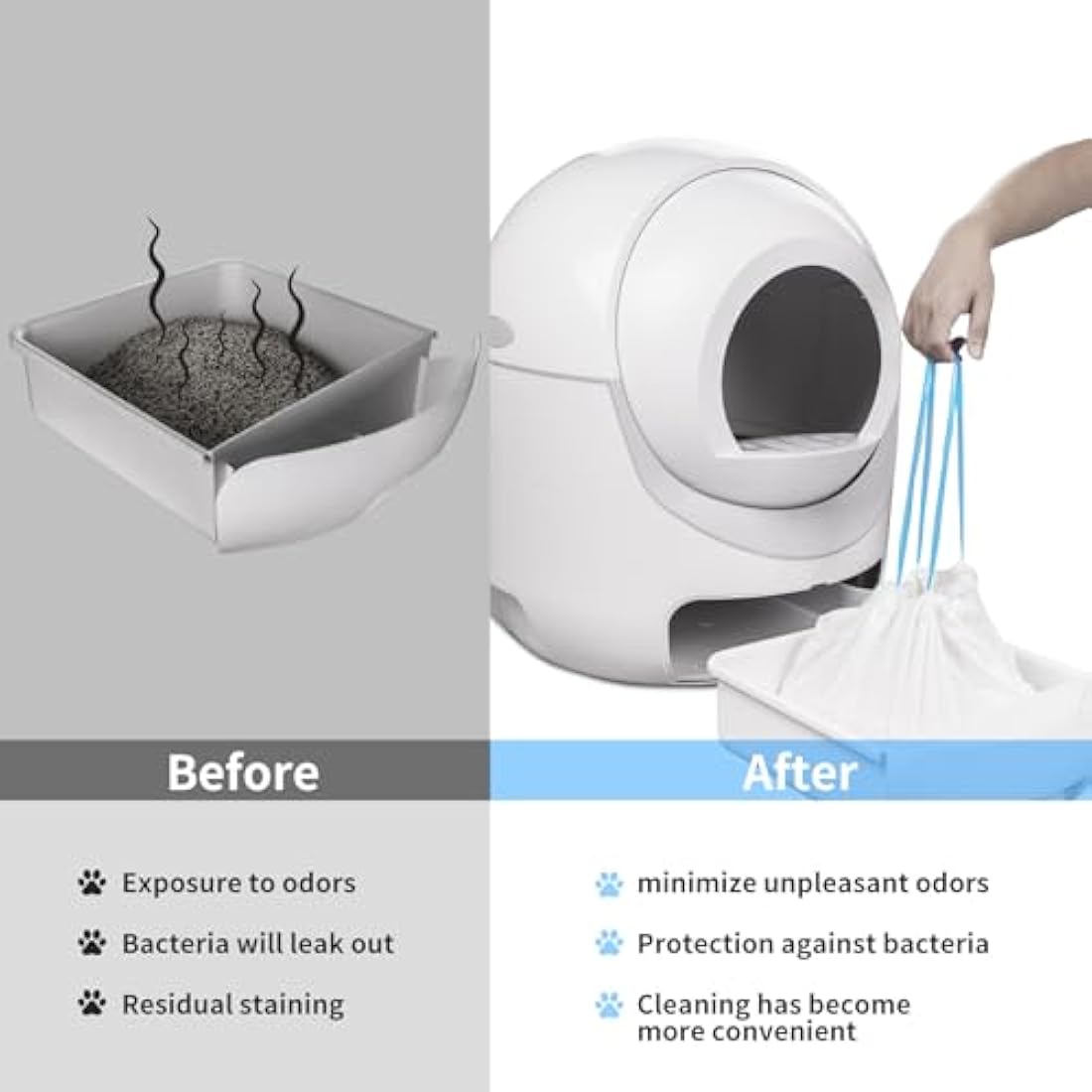 120 Count Extra Large Cat Litter Box Liners, Cat Litter Waste Receptacles Bags for Cleanpethome Self-Cleaning Cat Litter Box