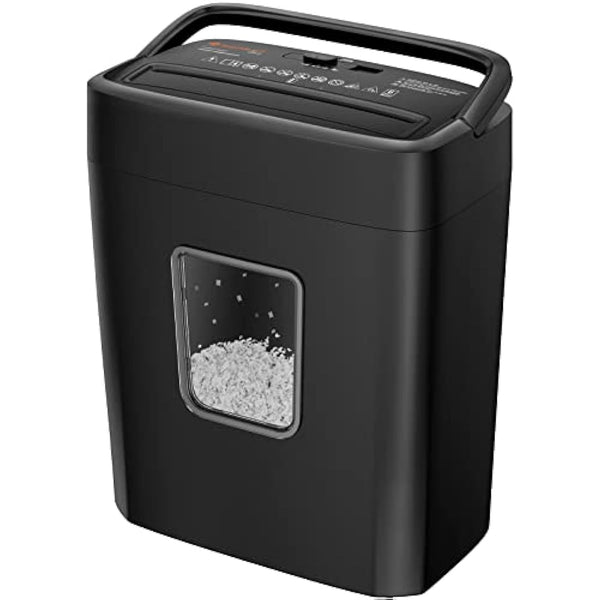 Bonsaii Micro-Cut Paper Shredder, 6-Sheet Capacity for Home and Office Use – Shreds Credit Cards, Staples, and Clips – Compact Design with Portable Handle and 16L Wastebasket (C261-D)