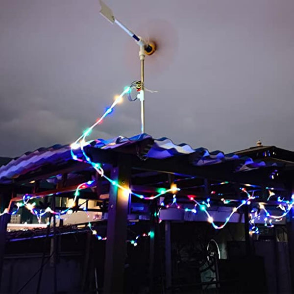DIY Small Wind Turbine Generator Kit and Light Strip for Yard Backyard Decoration，35 Inch Height, 18 Inch Diameter