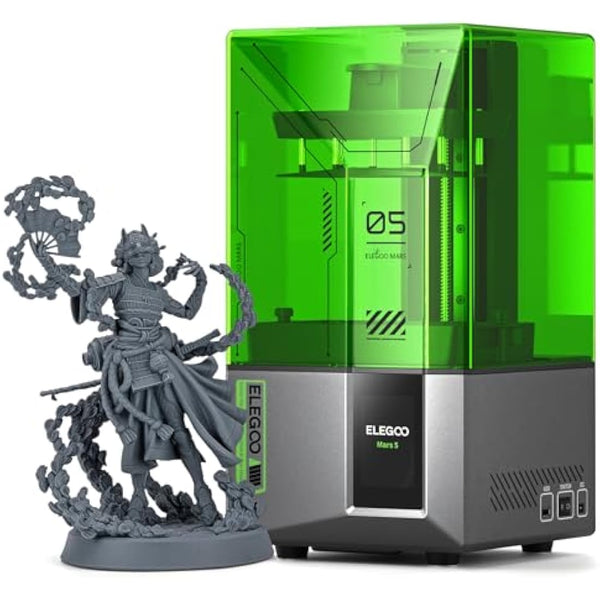 ELEGOO Mars 5 Resin 3D Printer, 6.6-Inch 4K Mono LCD, Auto Leveling, Advanced Overheat Protection,70mm/h 3D Printing Speed, Desktop Msla 3D Printer 5.65x3.53x5.91 inch Printing Size