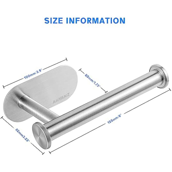 Ahyanz Toilet Roll Holder Wall Mounted 3M self adhesive, Contemporary Design SUS 304 Stainless Steel Brushed Chrome Silver Toilet Paper Holder Rustproof Waterproof for Bathroom & Kitchen - No Drilling