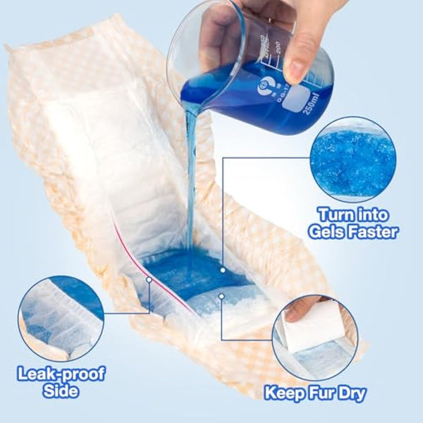 Pet Soft Male Dog Nappies - Disposable Pet Diapers Male Dog Wraps, Super Absorbent Doggy Puppy Nappies for Dogs & Cats Urinary incontinence Small 72count (S 12count (12'-19'))