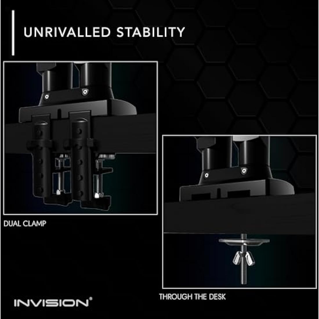 Invision Dual Monitor Arm Desk Mount for 19 to 32 Inch Screens - VESA 75 & 100mm Desk Clamp Stand - Tool Free Height Adjustment with Tilt Swivel Rotate - Increased Load Capacity from 2-9kg (MX400)