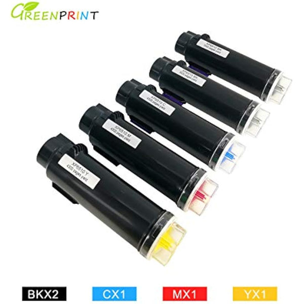 5 Packs Compatible Toner Cartridges 6510 6515【Extra High Yield】5500 Pages BK 4300 Pages C M Y for Xerox Phaser 6510n 6510dn 6510dni 6510dnm 6515n 6515dn 6515dni 6515dnm Printer - Packaging May Vary