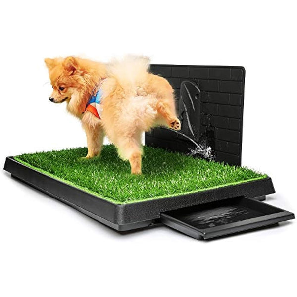 Hompet Dog Toilet Indoor Puppy Training Pad, Dog Potty Pet Training Grass Mat, Removable Waste Tray For Easier Clean Up, Non-toxic Artificial Turf, (76×51 cm)