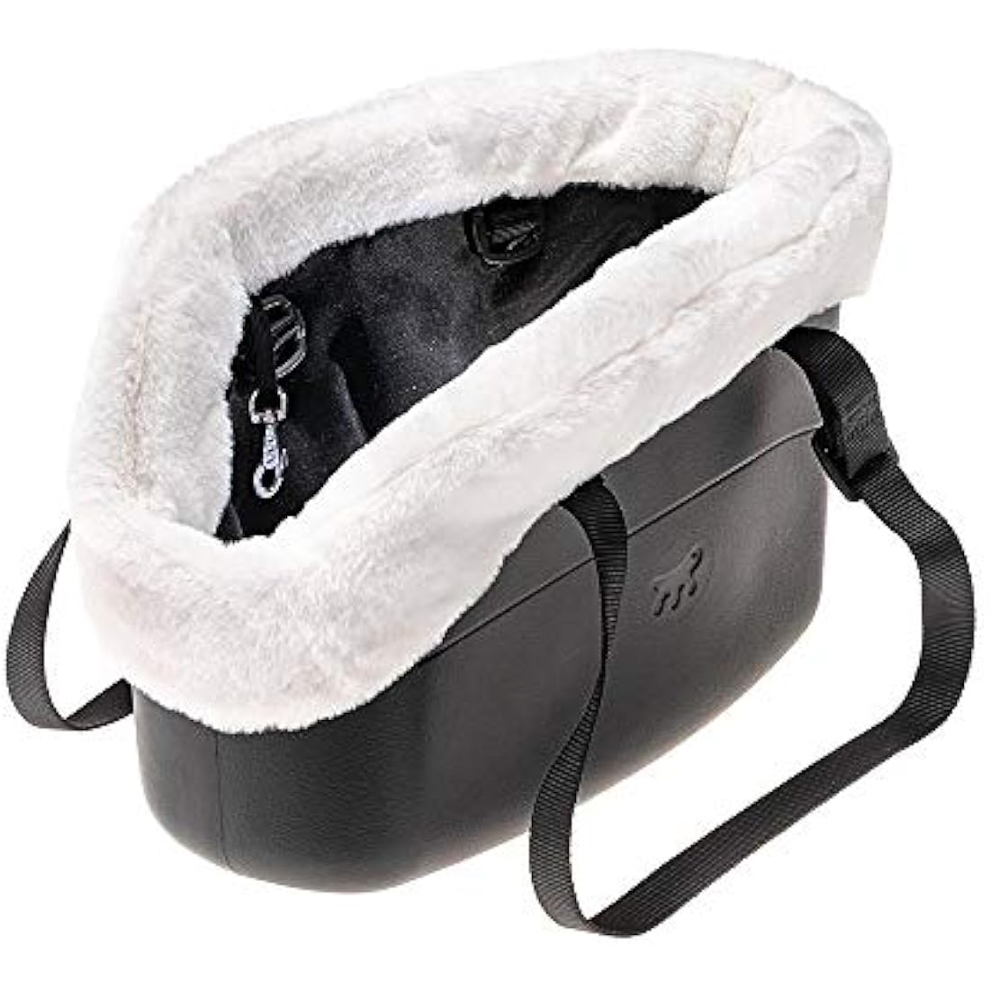 Ferplast Carrier bag for dogs WITH-ME WINTER, made of EVA, Soft rubber plastic, with faux-fur lining, Adjustable handles, Safety belt included, 21.5 x 43.5 x h 27 cm Black