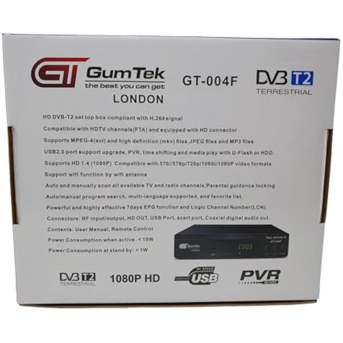 Digital Freeview HD Set Top Box Digibox Plus Recorder - Gumtek GT-004F - Dual Tuner UK TV Box With 7 Day EPG, HDMI Full HD Enabled, Timeshift and Subtitles Service
