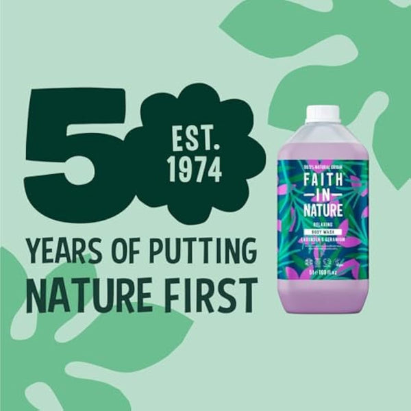 Faith In Nature Natural Lavender & Geranium Body Wash, Relaxing Shower Gel, Vegan & Cruelty Free, No SLS or Parabens, 5L Refill Pack