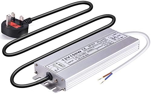 Idealyuan 12VDC 12.5Amp 150Watts LED Driver,Waterproof IP67 LED Power Supply Low Voltage Transformer Adapter,100V-260V AC to 12V DC Output for Any 12VDC LED Lighting