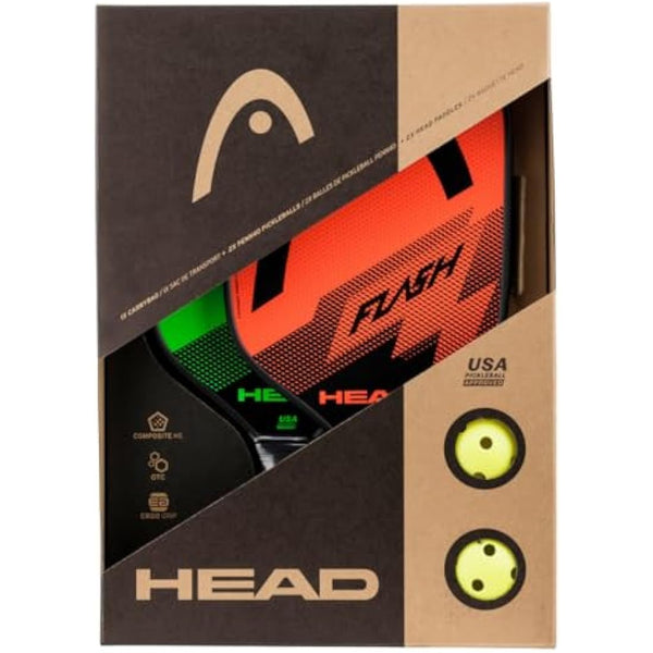 Head Flash Pickleball Pack - 2 Approved Paddles, 2 Outdoor Balls, Carry Sack