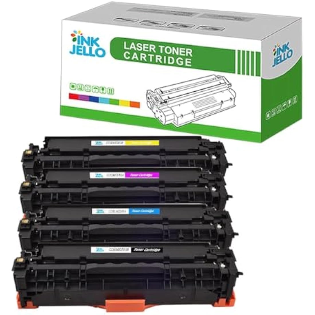 Inkjello Compatible Toner Cartridge Replacement for HP Colour LaserJet CM2320 CM2320fxi CM2320n CM2320nf CP2020 CP2025 CP2025dn CP2025n CC530A CC531A CC532A CC533A CRG 718 (BK/C/Y/M, 4-Pack)