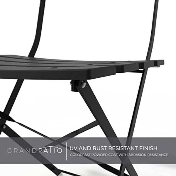 Grand patio Bistro Set 3 Pieces, Garden Furniture Set, Folding 2 Chairs and 1 Table, Weather-Resistant, Patio Table Chairs for Balcony,Yard, Garden (Black)