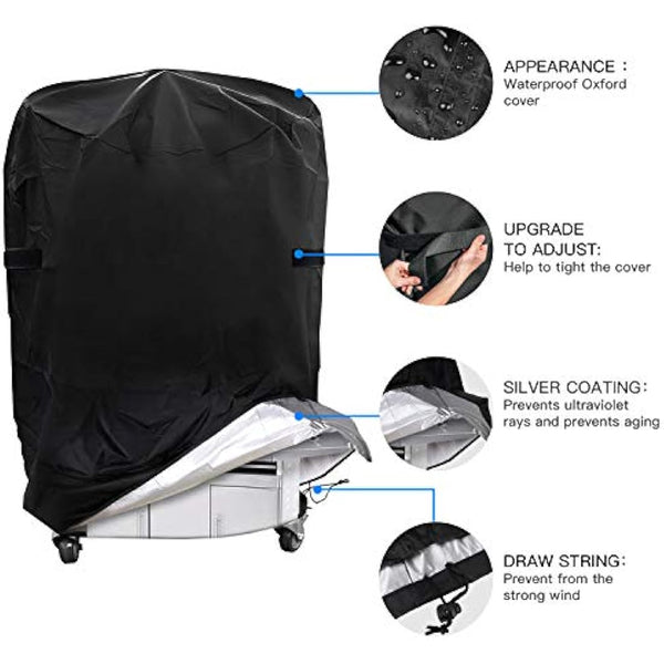 Barbecue Cover, Heavy Duty BBQ Cover, 210D Oxford Fabric Round Outdoor BBQ Grill Cover, Waterproof Windproof Rip-Proof and UV Resistant BBQ Cover (77x90cm)