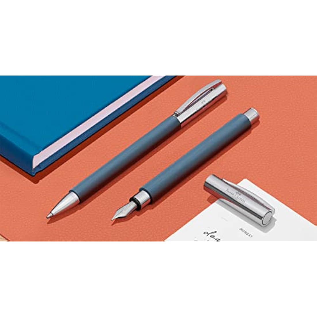 Faber-Castell 147143 - Ambition precious resin pen, blue, nib width B, 1 fountain pen with gift box