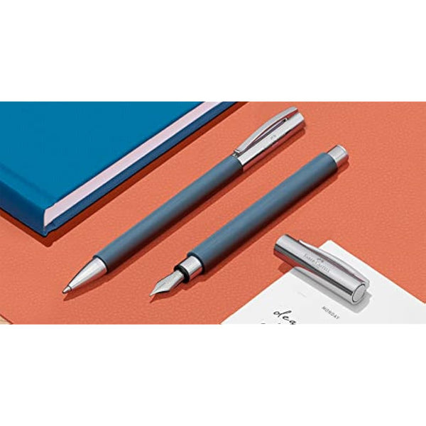 Faber-Castell 147143 - Ambition precious resin pen, blue, nib width B, 1 fountain pen with gift box