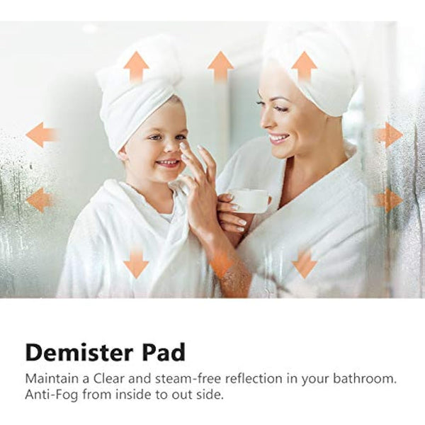 EMKE 800 X 600 mm Bathroom Mirror with Lights and Shaver Socket, Backlit LED Bathroom Mirror Wall Mounted, Demister Pad/Safety Socket/Touch Switch, Smart Mirrors, Vertical/Horizontal, IP44