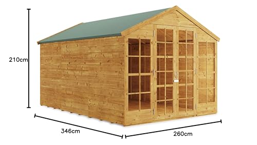 BillyOh Summerhouse Log Cabin 8 x 8 Wooden Garden Storage Shed Summer House Harper Apex Summerhouses (8x8)