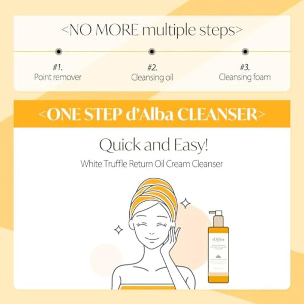 d’Alba Italian White Truffle White Truffle Return Oil Cream Cleanser, Vegan, Easy One Step Cleaser that Removes Sebum + Makeup Removal, Suitable for Sensitive Skin