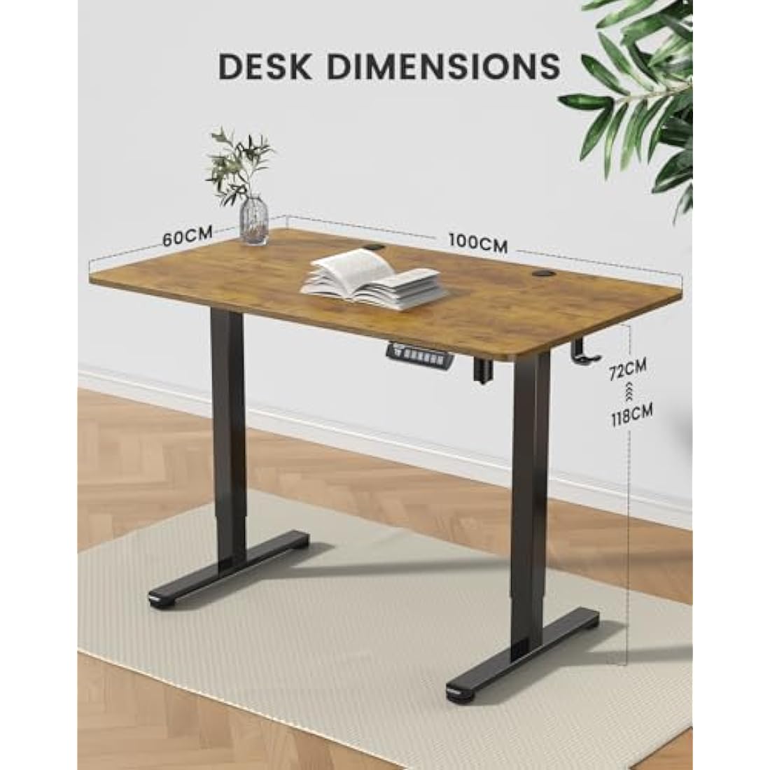 ErGear Electric Standing Desk Height Adjustable 100 x 60cm, Sit Stand Desk with 4 Memory Smart Pannel for Home Office with Splice Board