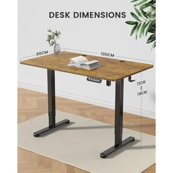 ErGear Electric Standing Desk Height Adjustable 100 x 60cm, Sit Stand Desk with 4 Memory Smart Pannel for Home Office with Splice Board