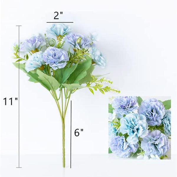 3 Bunches Artificial Silk Flower Carnations,12 Inch Bouquet and Green Leaf for Photo Props Home Party,Home Decoration Bridal Wedding Festival Decoration with 13 Per Bunch Flower (White)